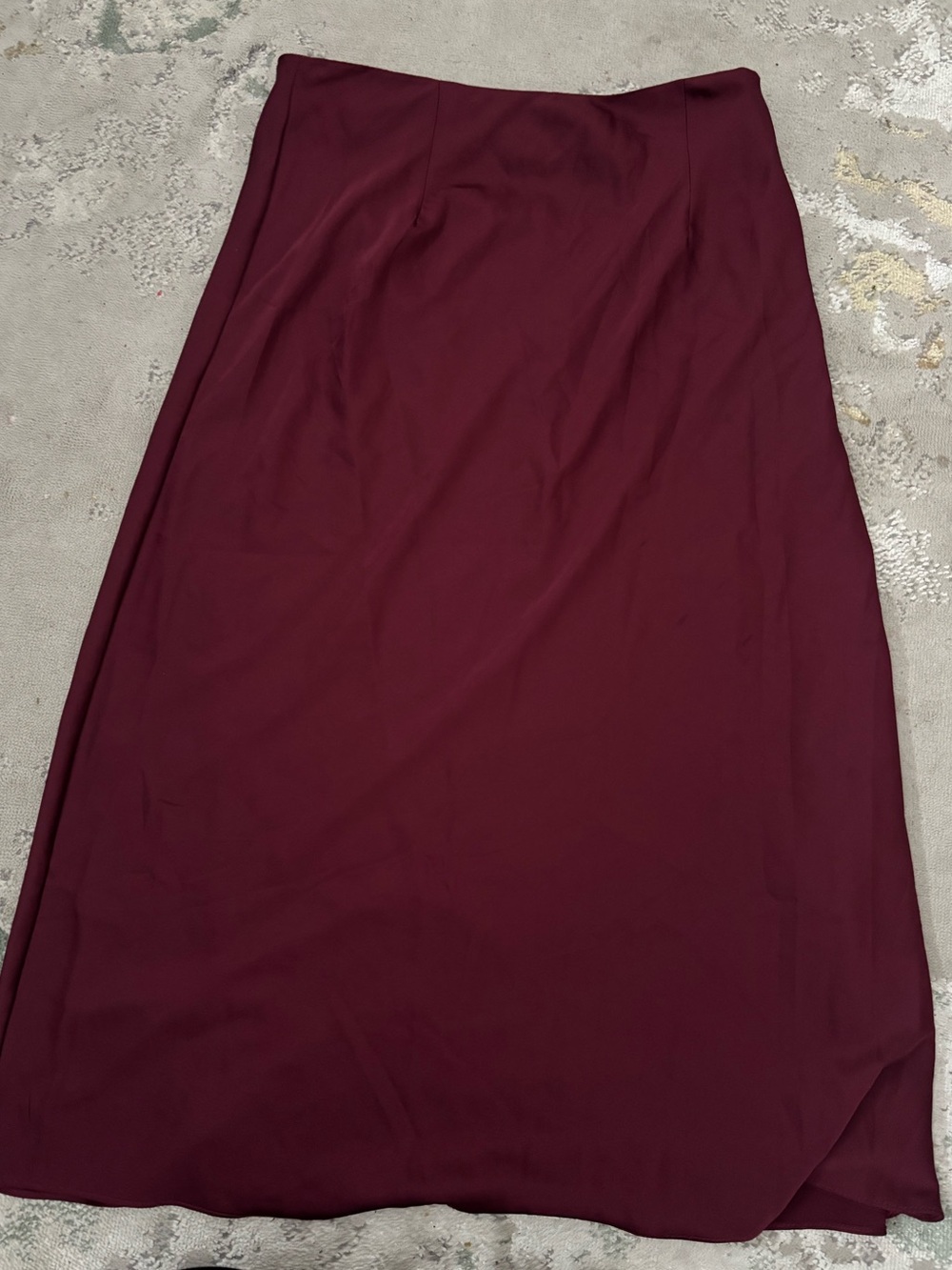 Satin Midi Skirt in Burgundy - Classic Women's Skirt